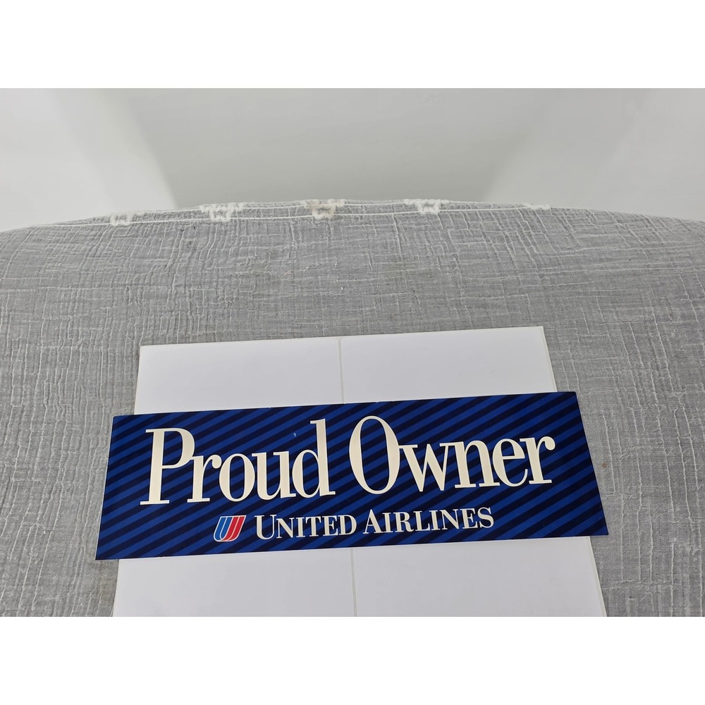 Vintage United Airlines Proud Owner Bumper Sticker Tulip Logo Decal Removable